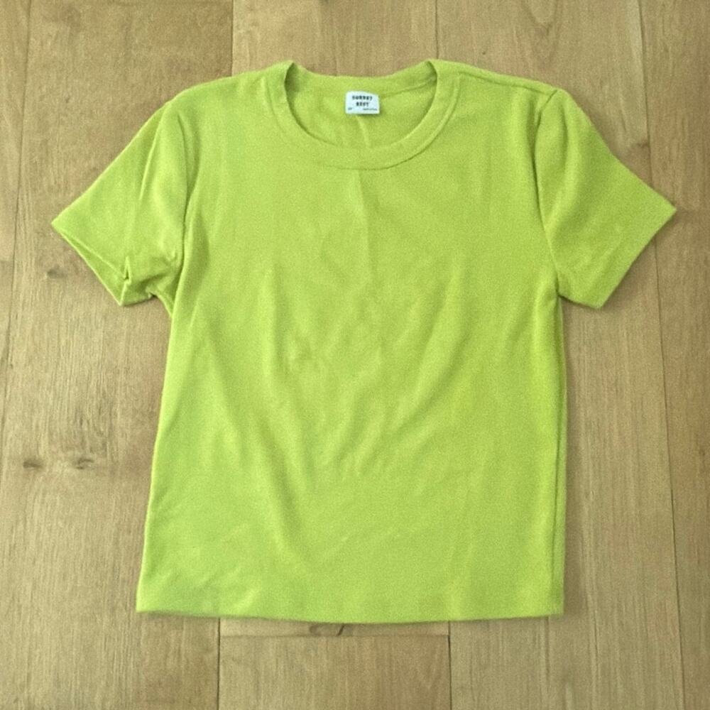 Sunday Best Tee Crew Neck Short Sleeves Size XS Lime Green